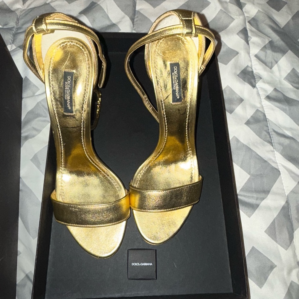 Dolce & Gabbana Metallic Gold Sandals